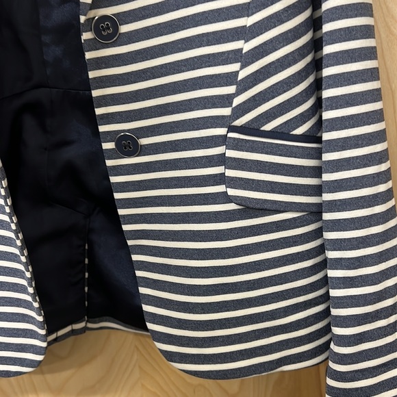 7th Avenue New York & Company BNWT Striped Blue & Cream Blazer Jacket Size 8 - Picture 5 of 7